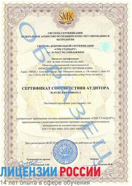 Образец сертификата соответствия аудитора №ST.RU.EXP.00006191-3 Подольск Сертификат ISO 50001